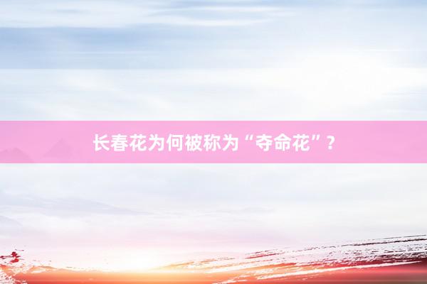 长春花为何被称为“夺命花”？